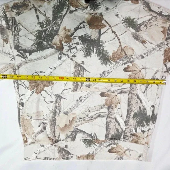 Hollister Boxy Fit Real Tree Fleece Hoodie Mens M Camo Sweatshirt Cream Y2K Zip - Picture 14 of 15